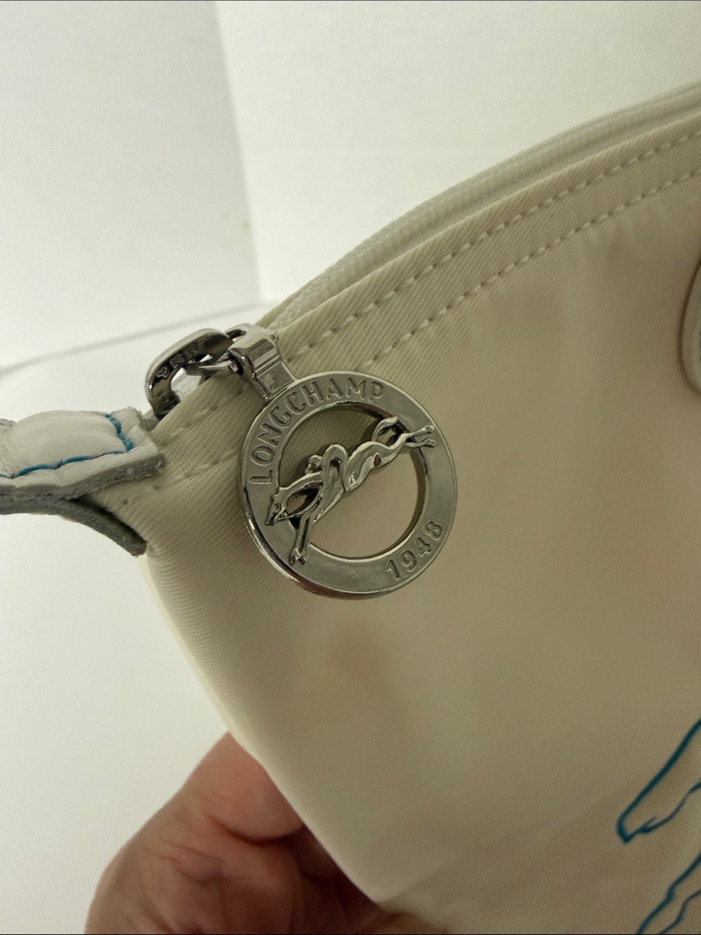 Longchamp RARE Blue Horse cream tote - Picture 12 of 14